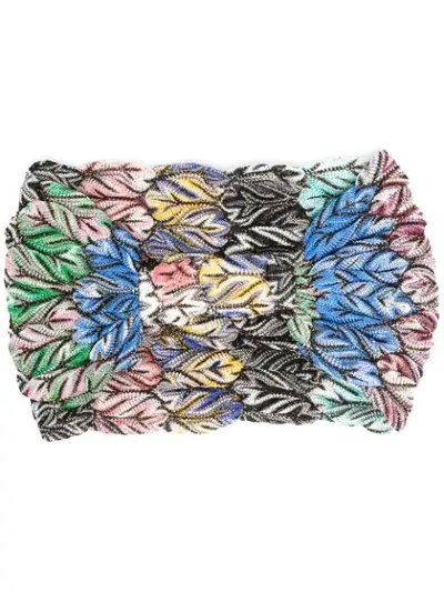 Shop Missoni Zigzag Knit Headband In Blue
