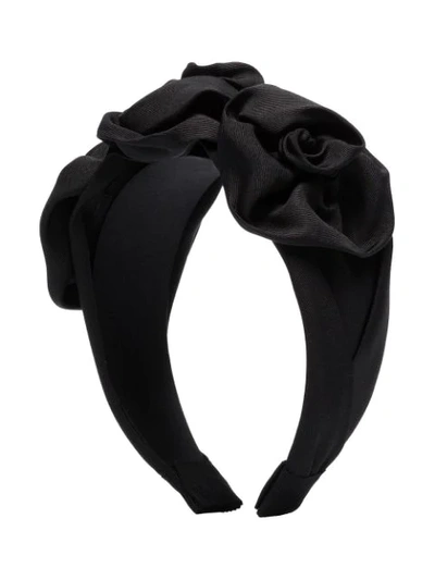 Shop Jennifer Behr Oversized Rose Appliqué Headband In Black
