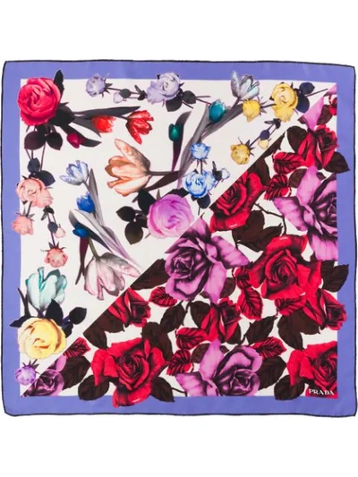 Shop Prada Double Match Silk Foulard In White