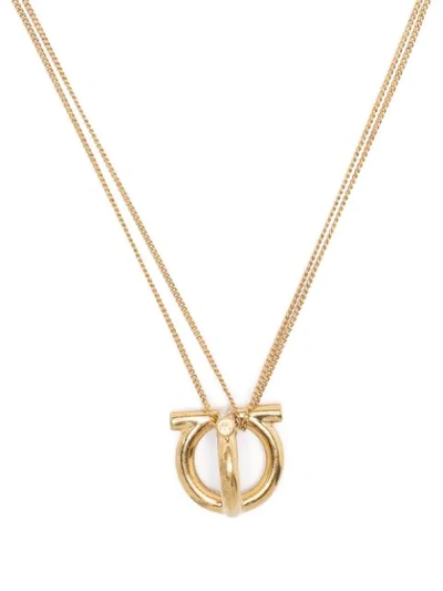 Shop Ferragamo Gancini Pendant Necklace In Gold