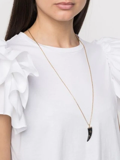 Shop Isabel Marant Horn Pendant Necklace In Gold