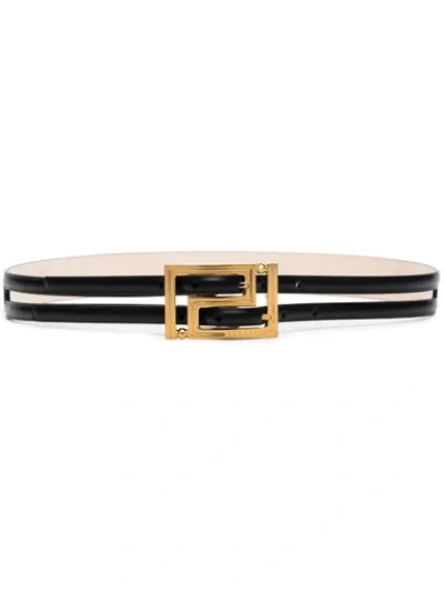 Shop Versace Greca Buckle Belt In Black