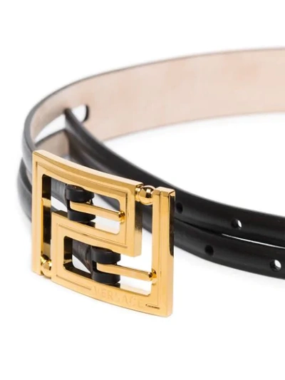 Shop Versace Greca Buckle Belt In Black