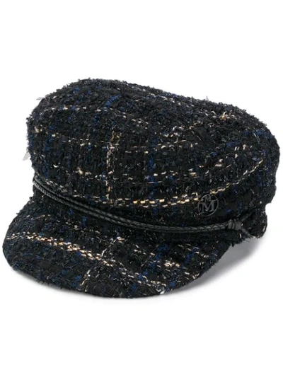 Shop Maison Michel Abby Tweed Baker Boy Hat In Black