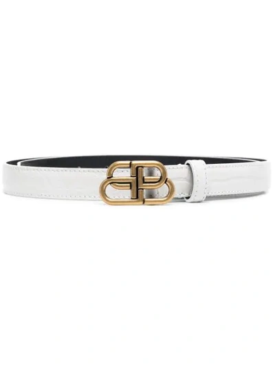 Shop Balenciaga Logo-buckle Belt In White
