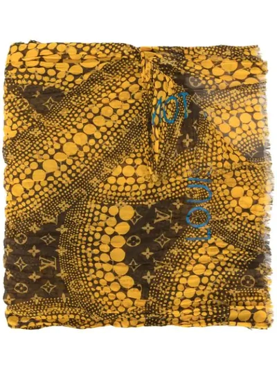 Pre-owned Louis Vuitton X Kusama Yayoi  Monogram Waves Infinity Scarf In Yellow