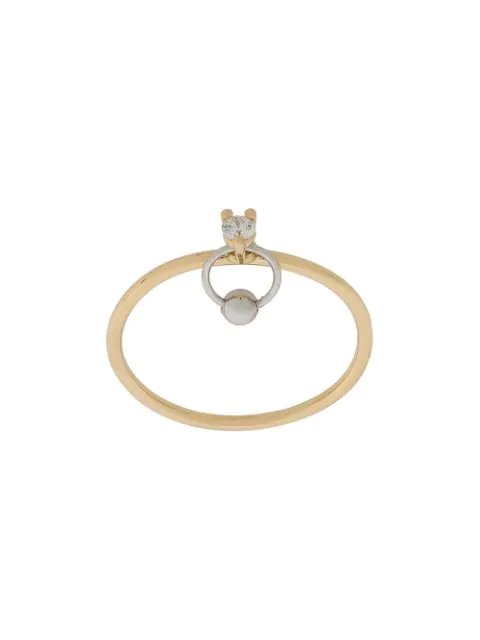Delfina Delettrez 18kt Yellow And White Gold Two In One Diamond Ring Modesens