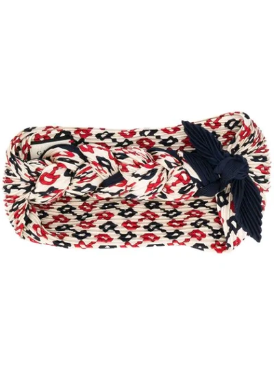 Shop Gucci Printed Knotted Headband In Neutrals