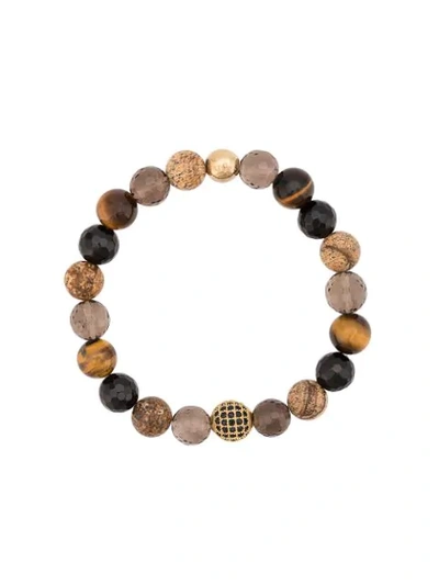 Shop Nialaya Jewelry Multi-stone Bracelet In Brown