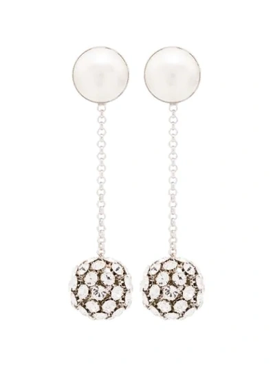 Shop Alessandra Rich Silver-tone Crystal Earrings In Metallic