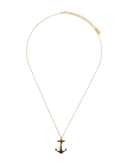 Shop Saint Laurent Anchor Pendant Necklace In Gold