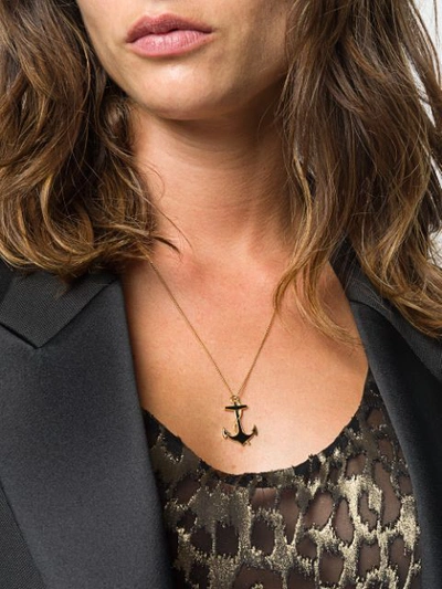 Shop Saint Laurent Anchor Pendant Necklace In Gold