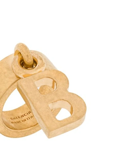 Shop Balenciaga B Logo Ring In Gold