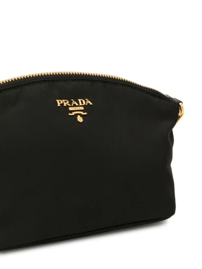 Pre-owned Prada Logo Plaque Cosmetic Bag In Black