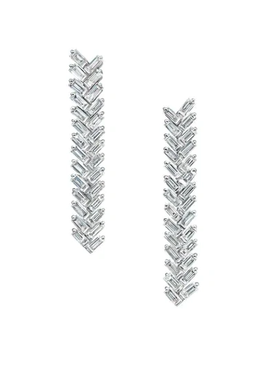 Shop Anita Ko 18kt White Gold Diamond Zip Drop Earrings In Silver