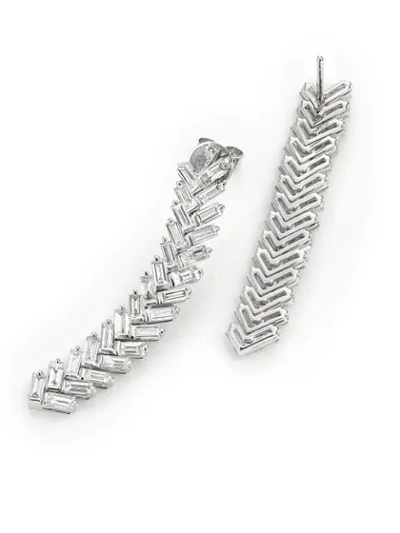 Shop Anita Ko 18kt White Gold Diamond Zip Drop Earrings In Silver