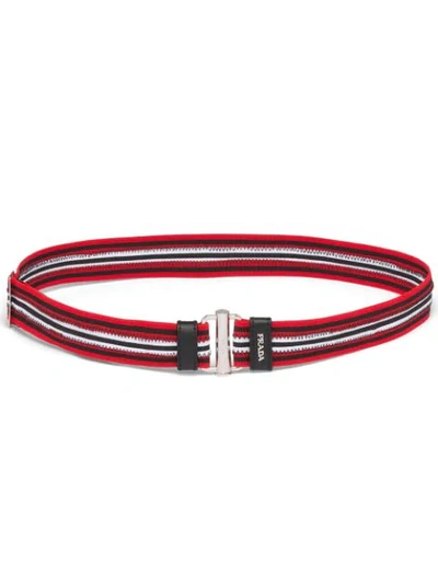 Shop Prada Track-shaped Buckle Belt In Red