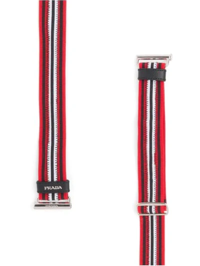 Shop Prada Track-shaped Buckle Belt In Red