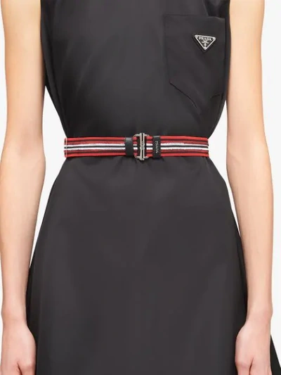 Shop Prada Track-shaped Buckle Belt In Red