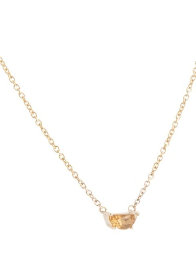 Shop Natalie Marie 9kt Yellow Gold Quartz Tiny Half Moon Pendant Necklace