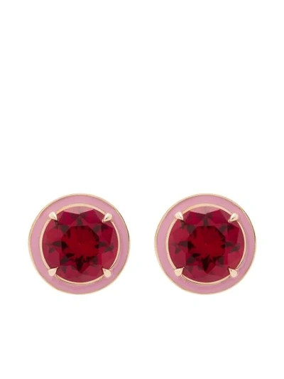 14K YELLOW GOLD COCKTAIL RUBY STUD EARRINGS