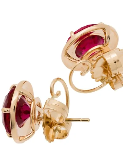 14K YELLOW GOLD COCKTAIL RUBY STUD EARRINGS