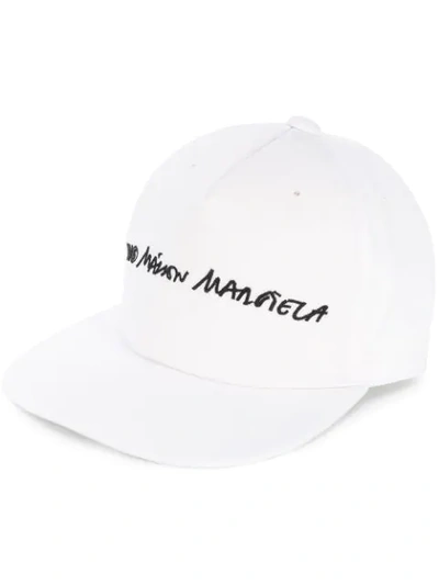 Shop Mm6 Maison Margiela Embroidered Logo Baseball Cap In White
