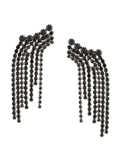 Shop Isabel Marant A Wild Shore Crystal-chain Drop Earrings In Black
