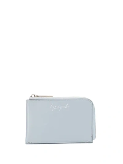 Shop Discord Yohji Yamamoto Embossed Logo Calf-leather Wallet In Grey