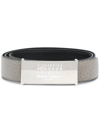 Shop Maison Margiela Logo Leather Belt In Grey