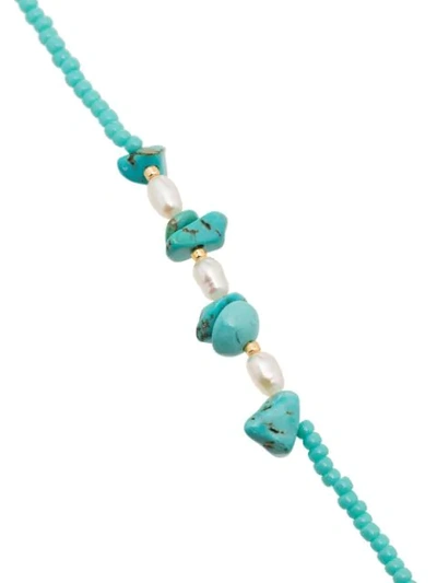 Shop Anni Lu 18k Gold-plated Emmanuelle Turquoise Beaded Bracelet In Blue