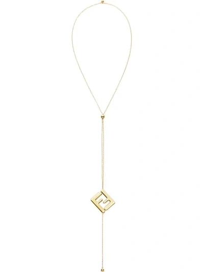 Shop Fendi Maxi Ff Motif Pendant Necklace In Gold