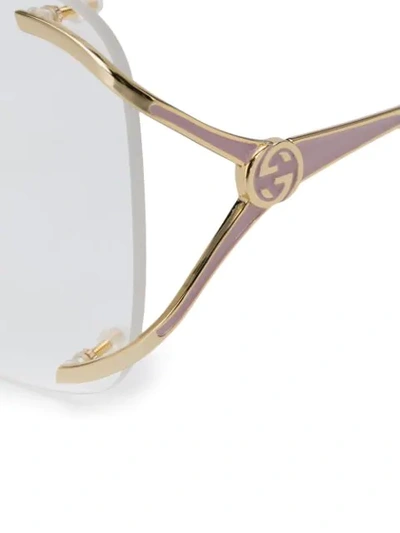 Shop Gucci Rimless Square-frame Glasses In Gold