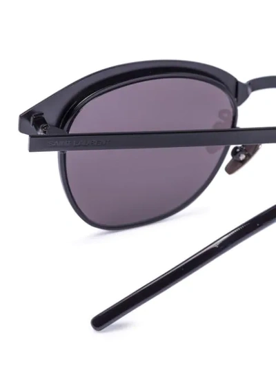 Shop Saint Laurent Matte Round-frame Sunglasses In Black