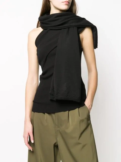 Shop Rick Owens Knitted Scarf In Black