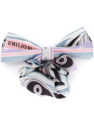 Shop Emilio Pucci Bow Detail Scrunchie In Grey