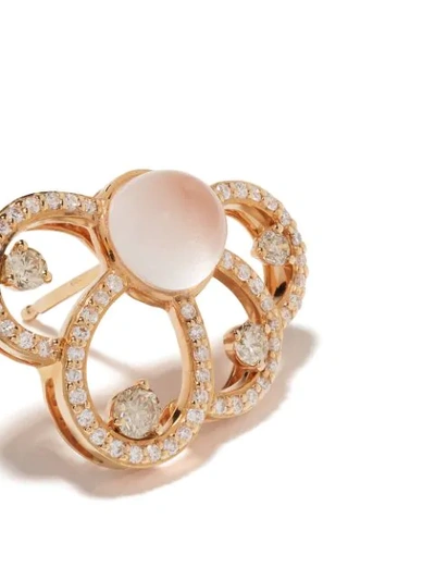 Shop Brumani 18kt Rose Gold Laces Diamond And Quartz Stud Earrings