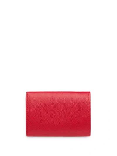 Shop Prada Saffiano Leather Wallet In Red