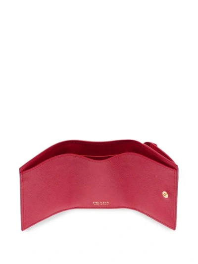 Shop Prada Saffiano Leather Wallet In Red