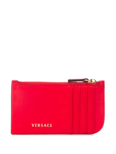 Shop Versace Virtus Zip Cardholder In Red