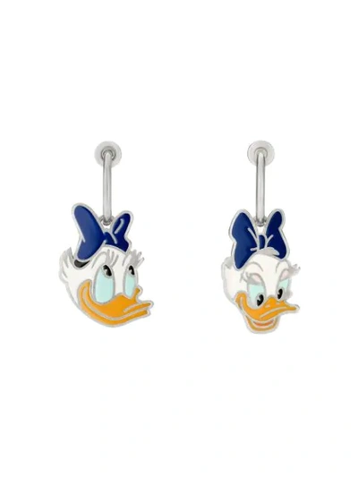 Shop Gucci Daisy Duck Earrings In Silver