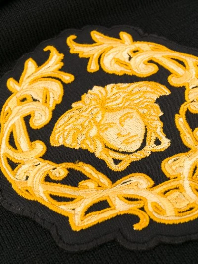 Shop Versace Medusa Crest Winter Scarf In Black