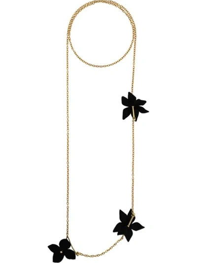 Shop Marni Floral Appliqué Necklace In Gold