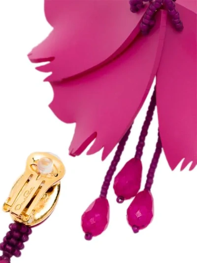 Shop Oscar De La Renta Oversized Flower Drop Earrings In Purple