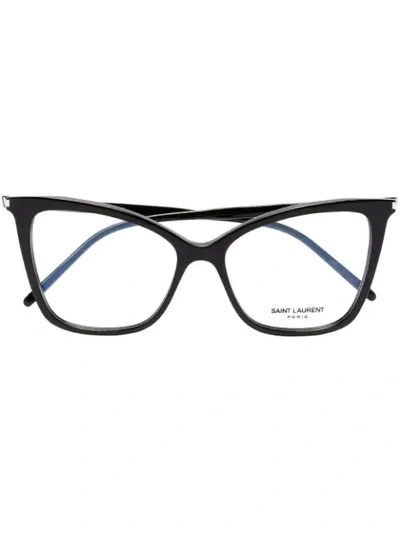 Shop Saint Laurent 386 Cat-eye Optical Glasses In Black