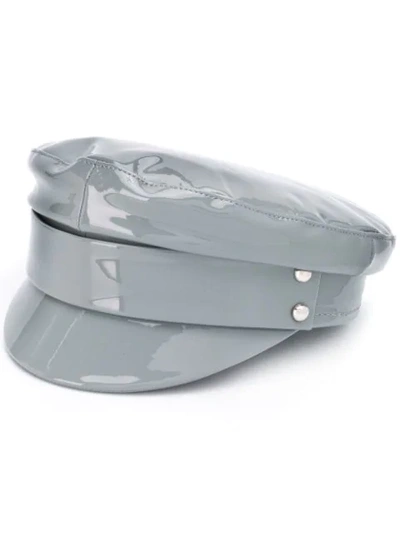 Shop Manokhi Patent Leather Hat In Grey