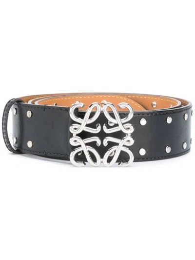 Shop Loewe Anagram Buckle Belt In Black