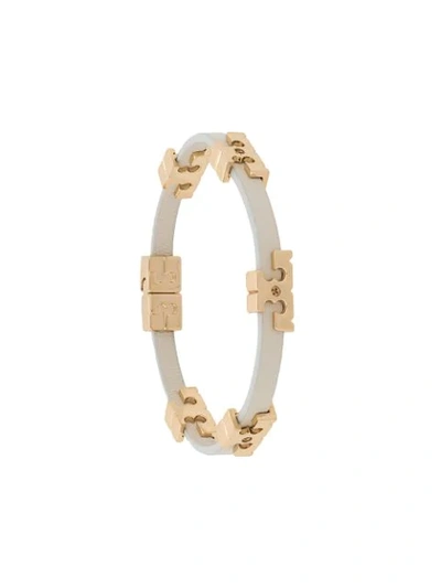 Shop Tory Burch Serif-t Single Wrap Bracelet In White