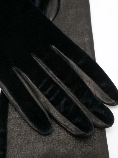 Shop Manokhi Contrast Panel Long Gloves In Black