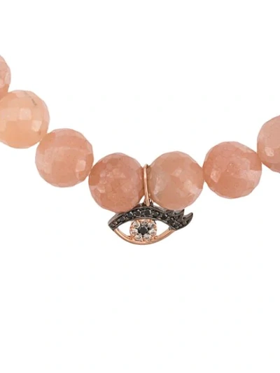 Shop Sydney Evan 14kt Rose Gold Diamond Evil Eye Charm Bracelet In Pink